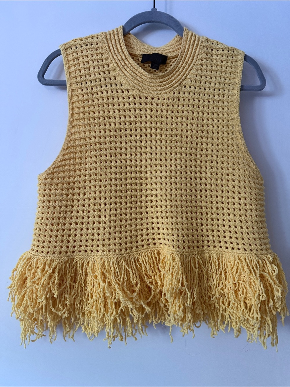 Sunflower Yellow Crochet Fringe Sleeveless Top